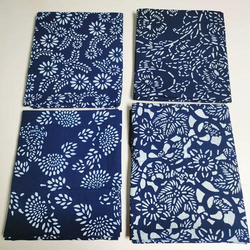非遗文化产品 手工蓝印花布面料全棉 民族风服装料 餐桌布窗帘布